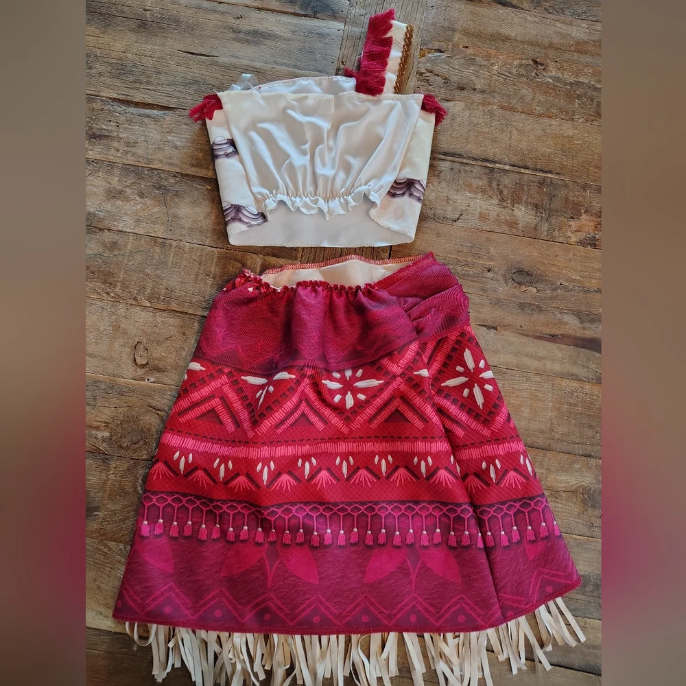 Disney Moana 2 Costume Girls Size 4-6 Two Piece‎ Outfit Skirt & Top - Picture 4 of 7